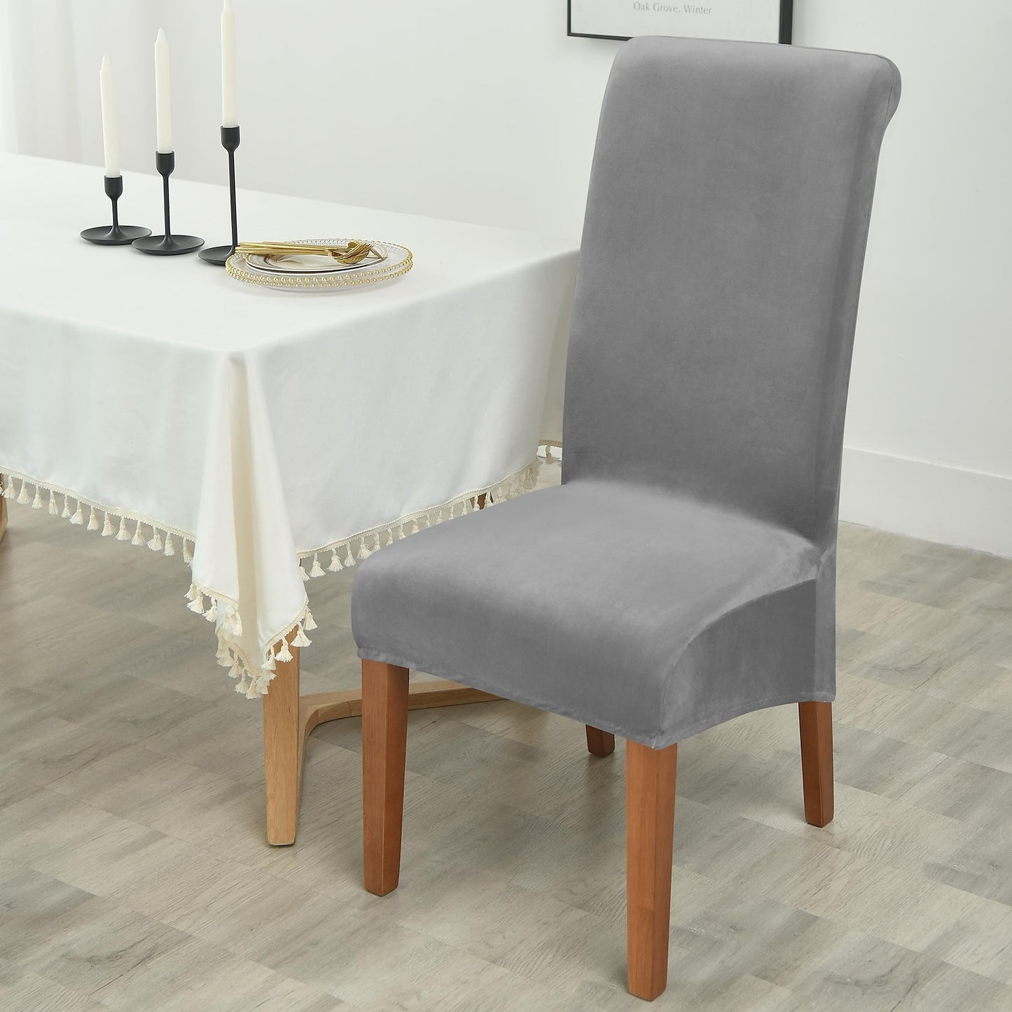 Velvet Plush Dining Chair Covers Stretch Chair Cover